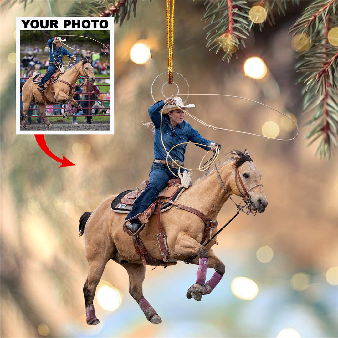 Ride The Wind - Personalized Photo Mica Ornament - Christmas Gift For Horse Lovers