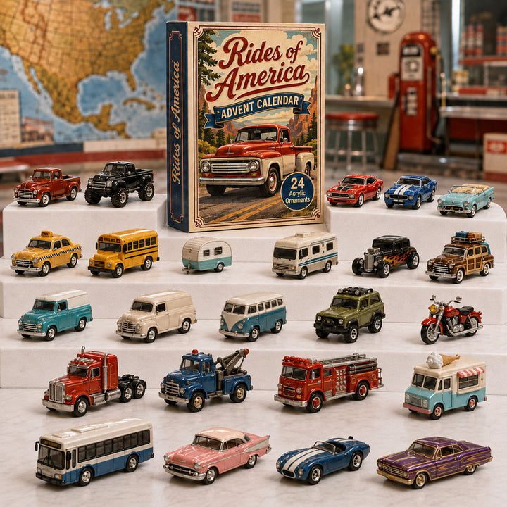 CHRISTMAS KICKOFF 40% OFF - Rides of America Advent Calendar 2026 - 24-Day Festive Countdown, Acrylic Charms Blind Box - Gift For Car Lovers AC0TH199