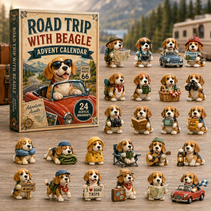 CHRISTMAS KICKOFF 40% OFF - Road Trip With Beagle Advent Calendar 2026 - 24-Day Festive Countdown, Acrylic Charms Blind Box - Gift For Beagle Lovers AC0NT130