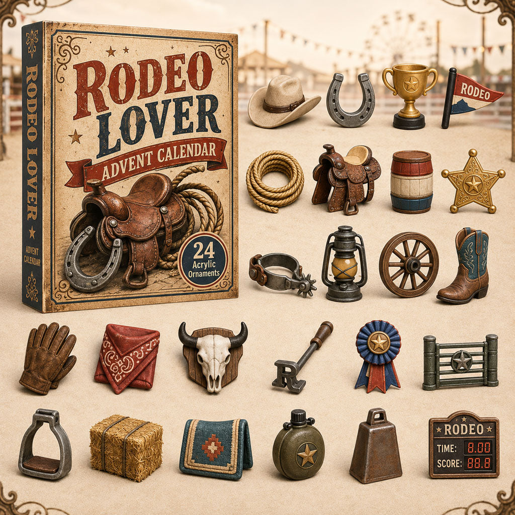 CHRISTMAS KICKOFF 40% OFF - Rodeo Lover Advent Calendar 2026 - 24-Day Festive Countdown, Acrylic Charms Blind Box - Gift For Sport Lovers AC0HA063