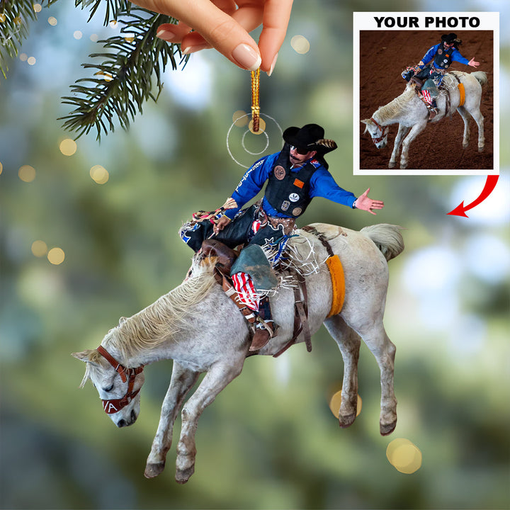 Rodeo Storm Rider - Personalized Photo Mica Ornament - Christmas Gift For Rodeo Lovers
