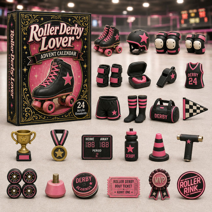 CHRISTMAS KICKOFF 40% OFF - Roller Derby Lover Advent Calendar 2026 - 24-Day Festive Countdown, Acrylic Charms Blind Box - Gift For Sport Lovers AC0HA064