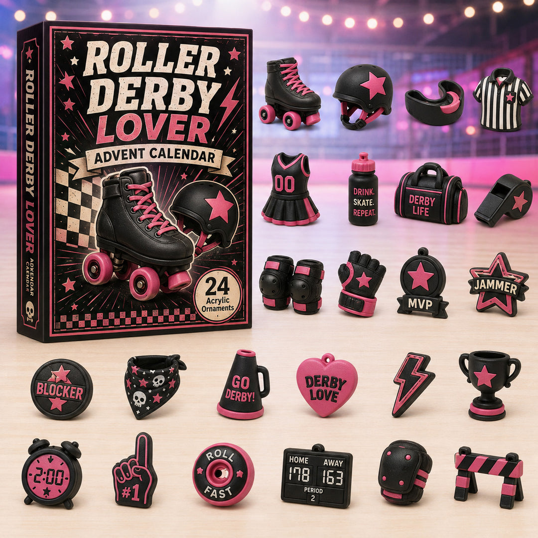 CHRISTMAS KICKOFF 40% OFF - Roller Derby Lover Advent Calendar 2026 - 24-Day Festive Countdown, Acrylic Charms Blind Box - Gift For Sports Lovers