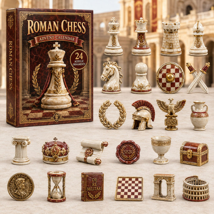 CHRISTMAS KICKOFF 40% OFF - Roman Chess Advent Calendar 2026 - 24-Day Festive Countdown, Acrylic Charms Blind Box - Gift For Chess Lovers AC0TM063
