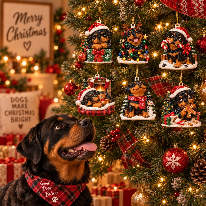 Rottweiler Christmas Acrylic Ornament Gift Set NCU0TH095