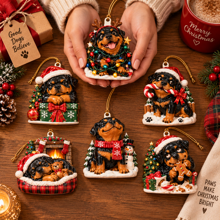Rottweiler Christmas Acrylic Ornament Gift Set NCU0TH095