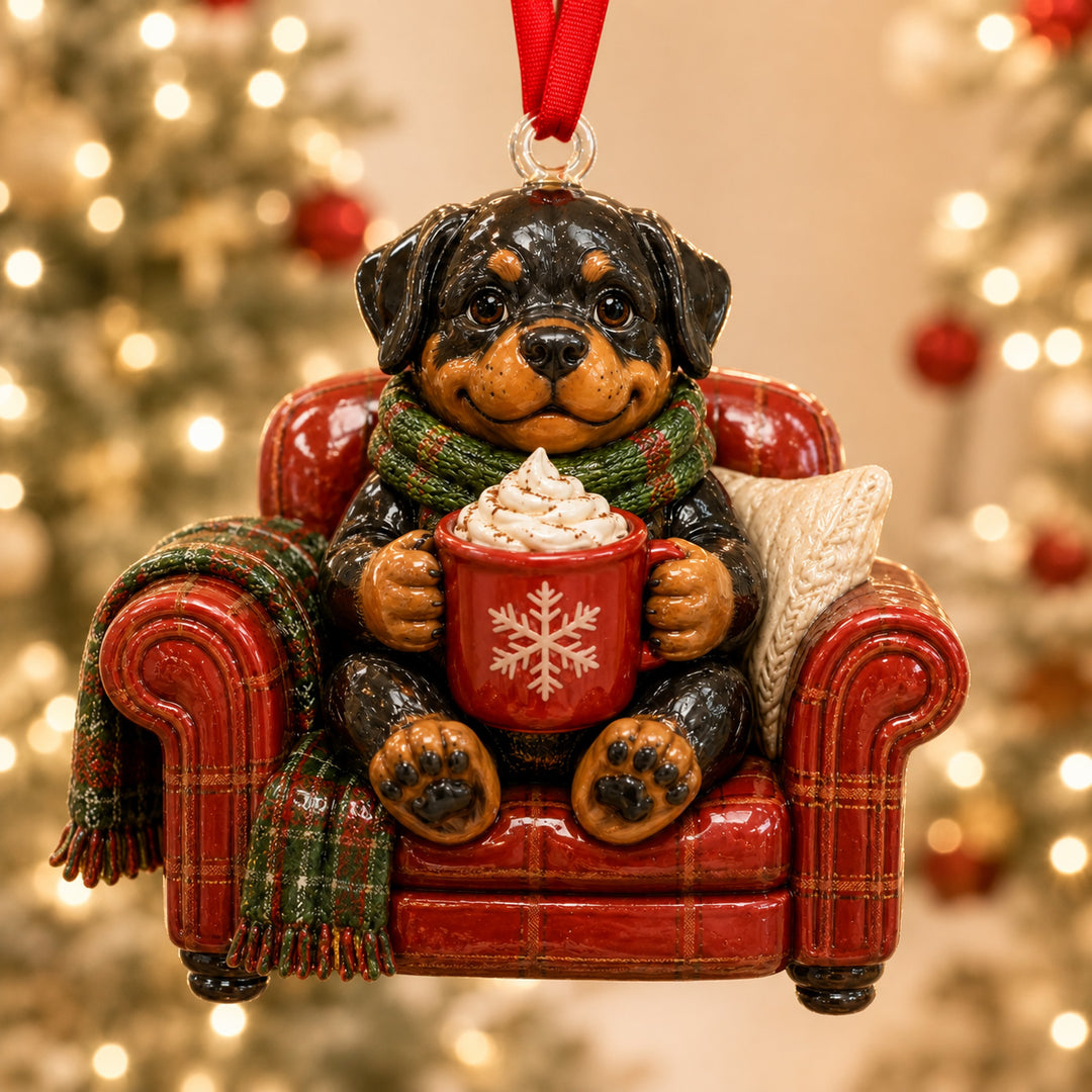 Rottweiler Cozy Night Mica Ornament NCU0HT085
