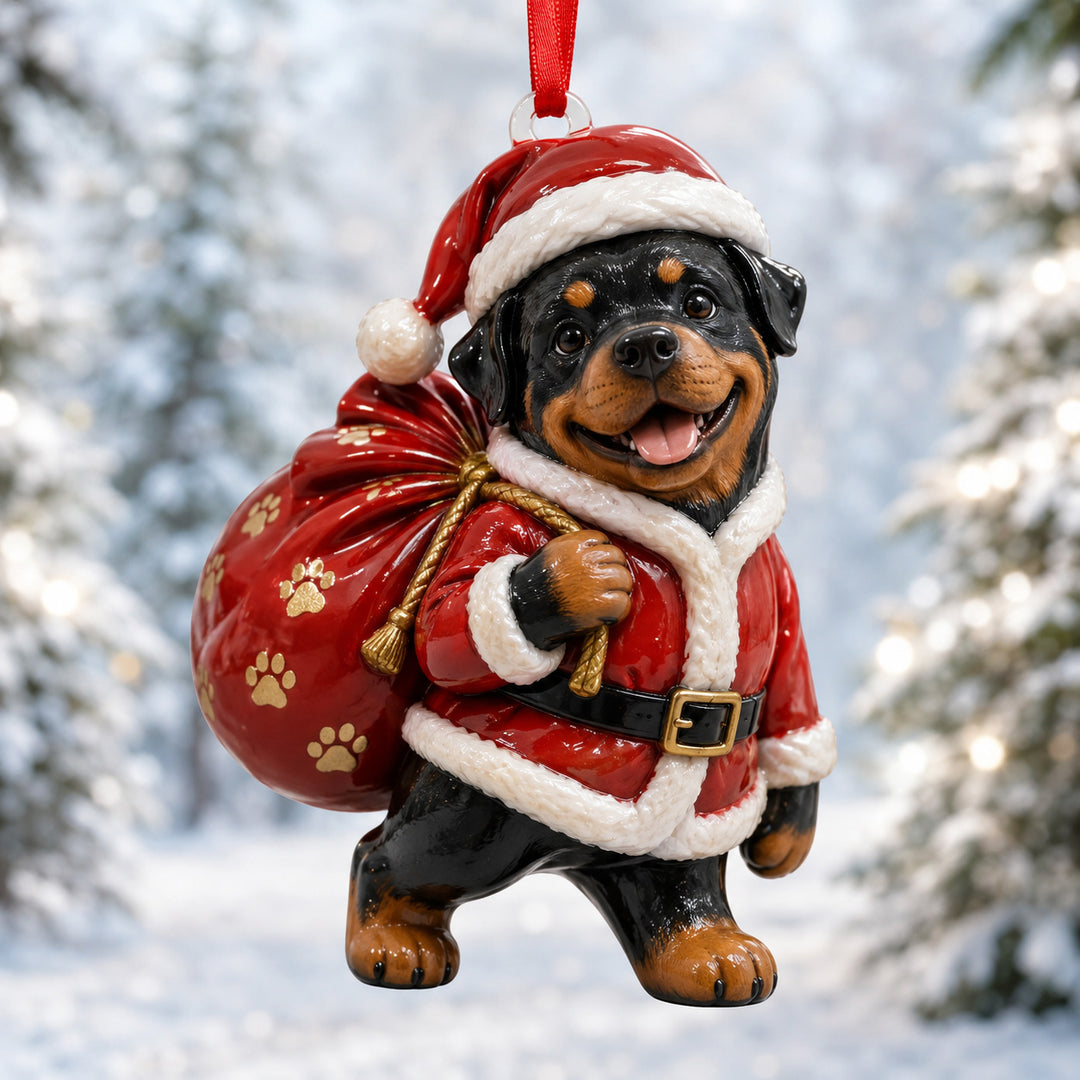 Rottweiler Santa Claus Mica Ornament NCU0HT086