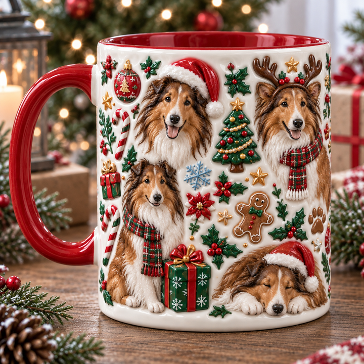 Rough Collie Christmas 3D Printed Accent Mug NCU0TH093