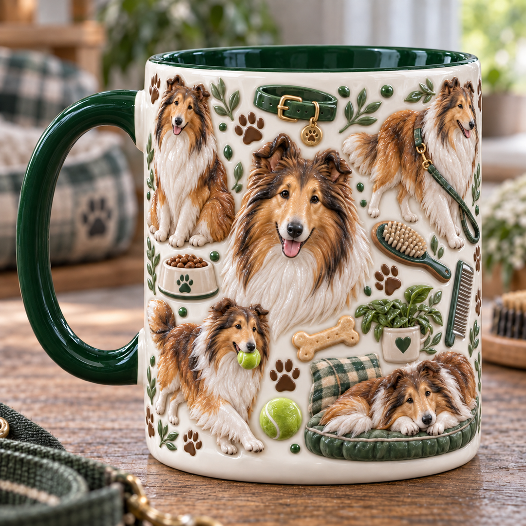 Rough Collie Daily Life Christmas 3D Printed Accent Mug NCU0TH092