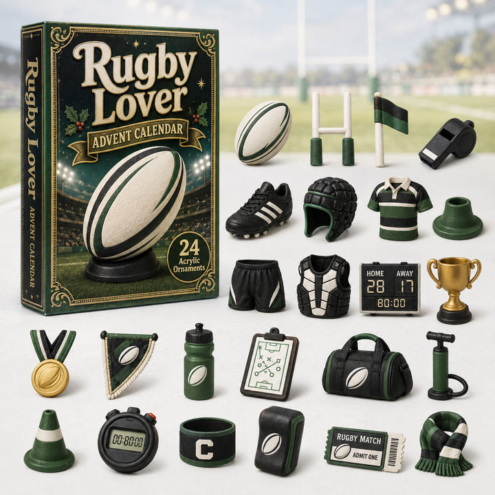CHRISTMAS KICKOFF 40% OFF - Rugby Lover Advent Calendar 2026 - 24-Day Festive Countdown, Acrylic Charms Blind Box - Gift For Sports Lovers