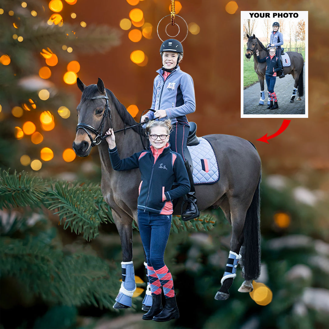 Saddle Star - Personalized Photo Mica Ornament - Christmas Gift For Horse Lovers, Family Members