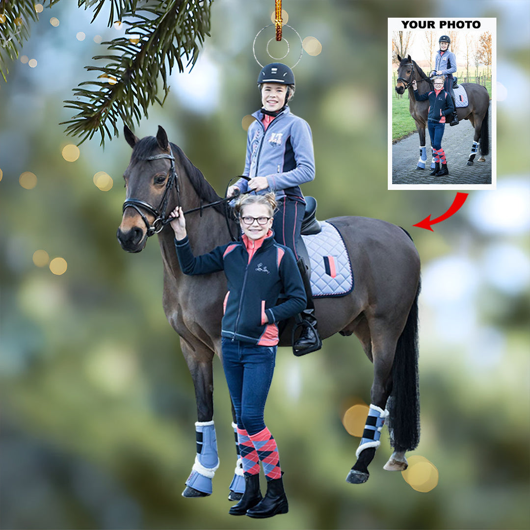 Saddle Star - Personalized Photo Mica Ornament - Christmas Gift For Horse Lovers, Family Members