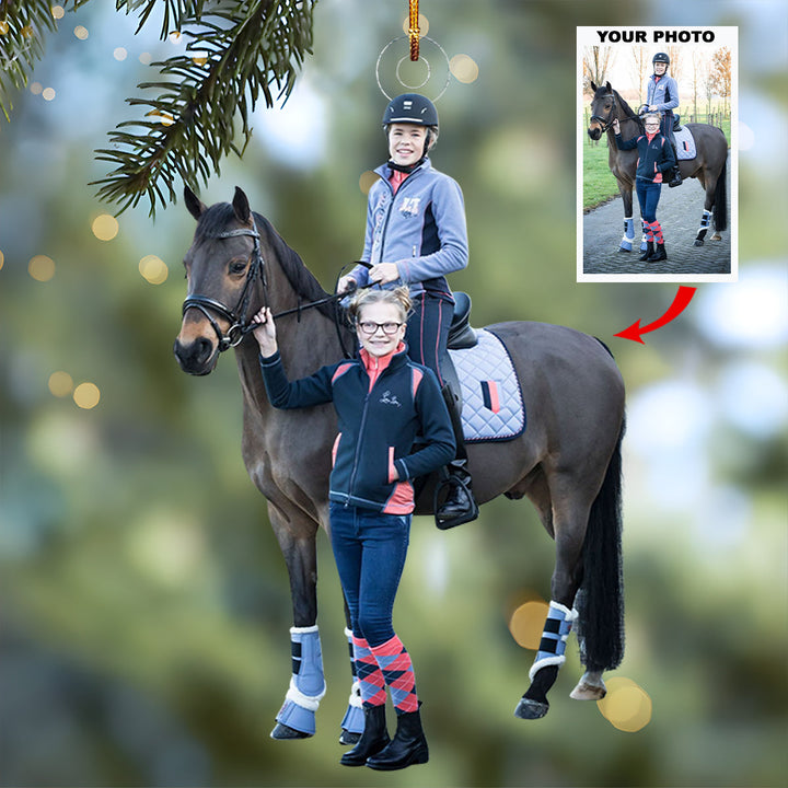 Saddle Star - Personalized Photo Mica Ornament - Christmas Gift For Horse Lovers, Family Members