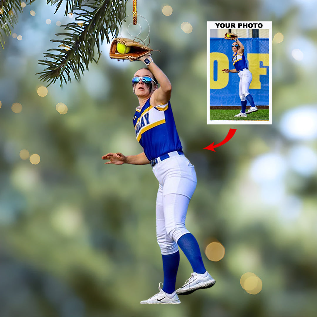 Slugger Star - Personalized Photo Mica Ornament - Christmas Gift For Softball Lovers, Softball Players