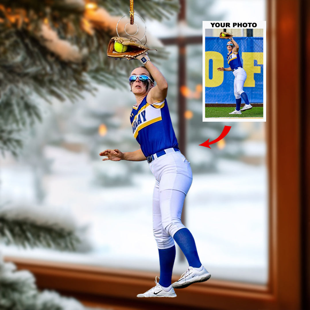 Slugger Star - Personalized Photo Mica Ornament - Christmas Gift For Softball Lovers, Softball Players