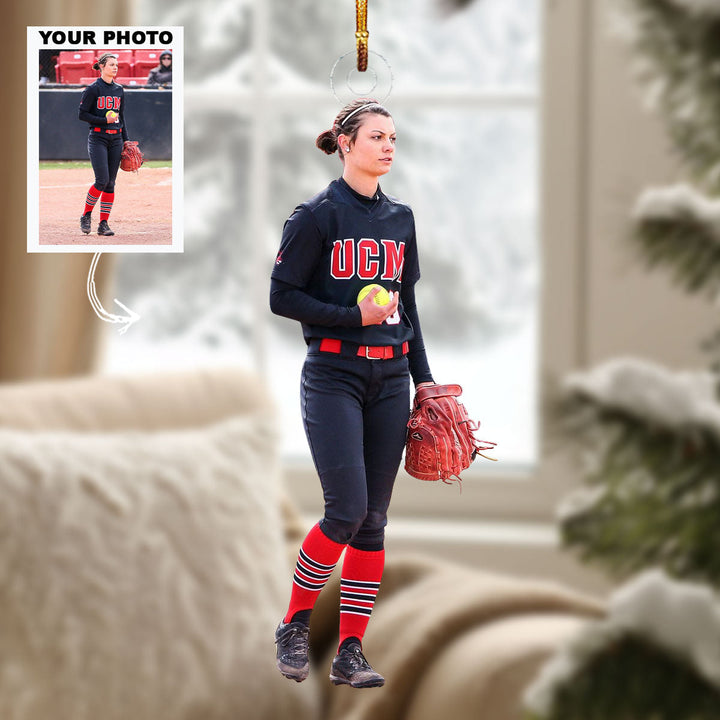 Softball Dynamo - Personalized Photo Mica Ornament - Christmas Gift For Softball Lovers, Softball Players