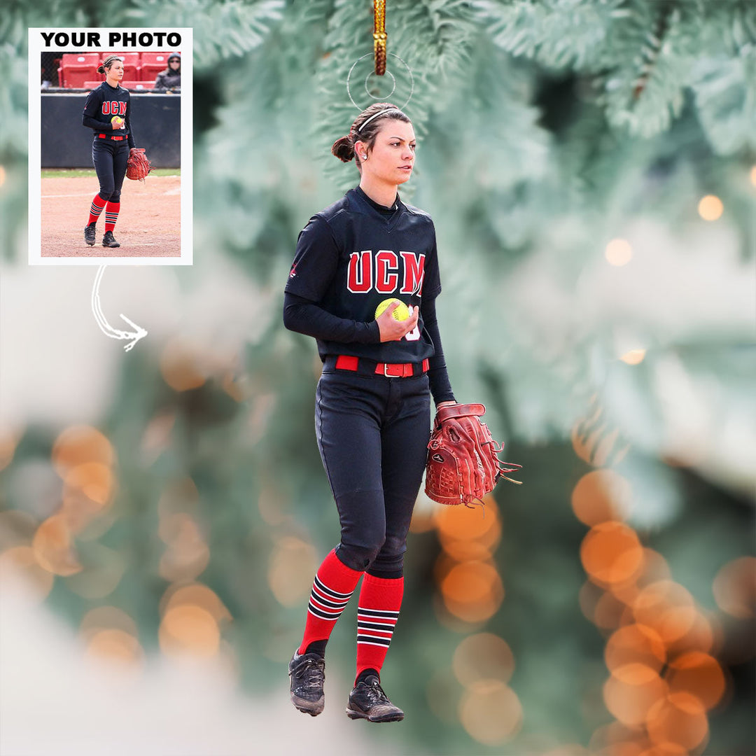 Softball Dynamo - Personalized Photo Mica Ornament - Christmas Gift For Softball Lovers, Softball Players