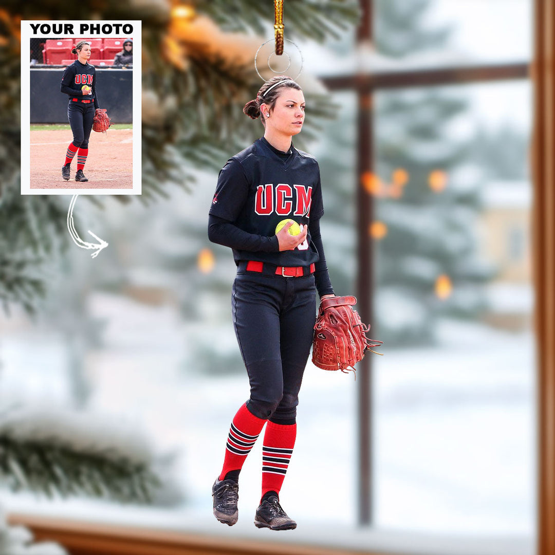 Softball Dynamo - Personalized Photo Mica Ornament - Christmas Gift For Softball Lovers, Softball Players