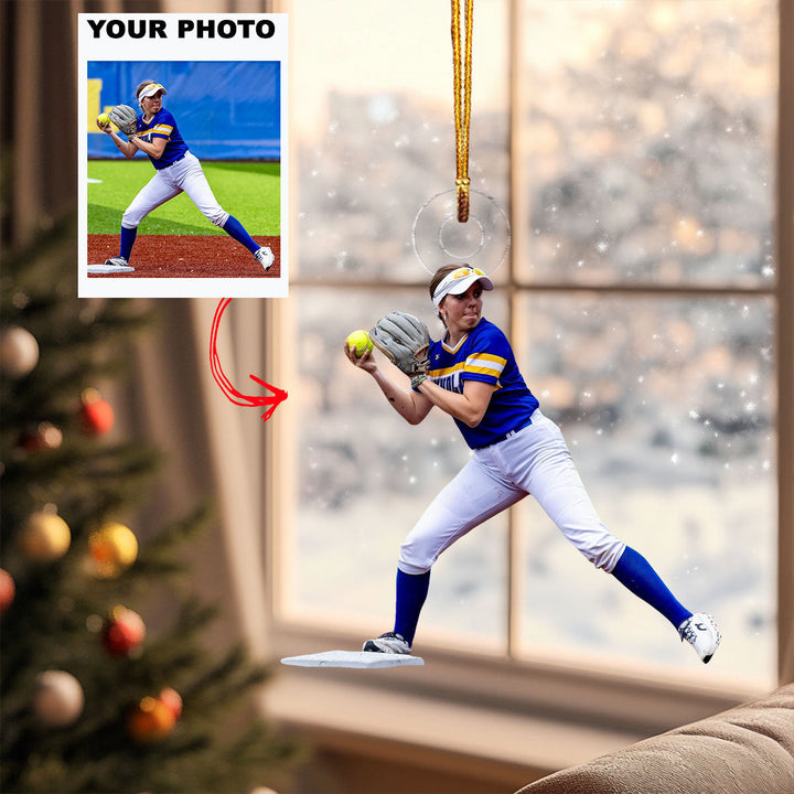 Starry Elegance - Personalized Photo Mica Ornament - Christmas Gift For Baseball Players, Baseball Lovers