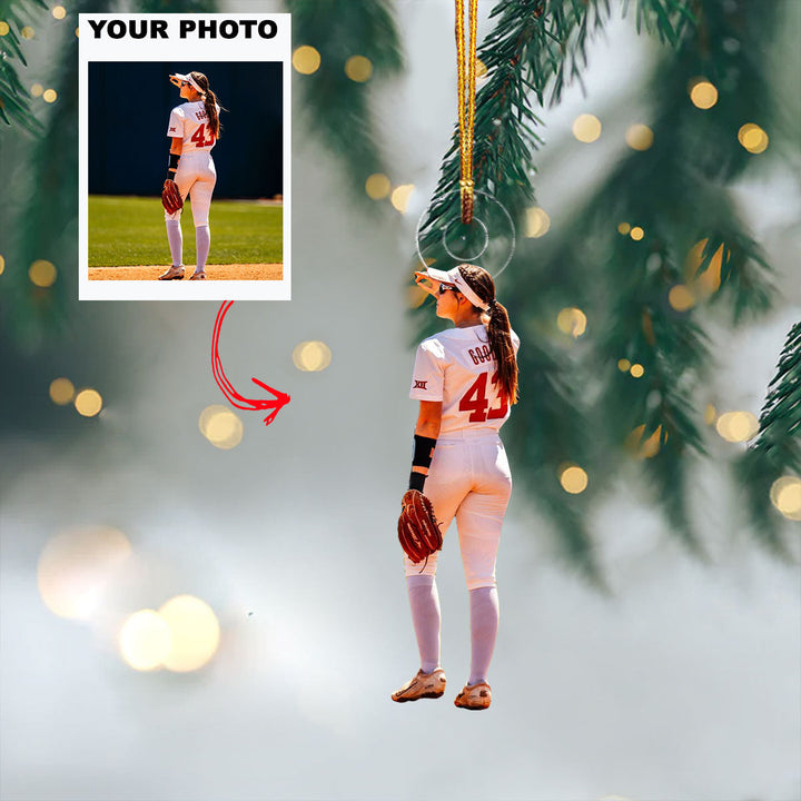 Sunny Sparkles - Personalized Photo Mica Ornament - Christmas Gift For Baseball Players, Baseball Lovers