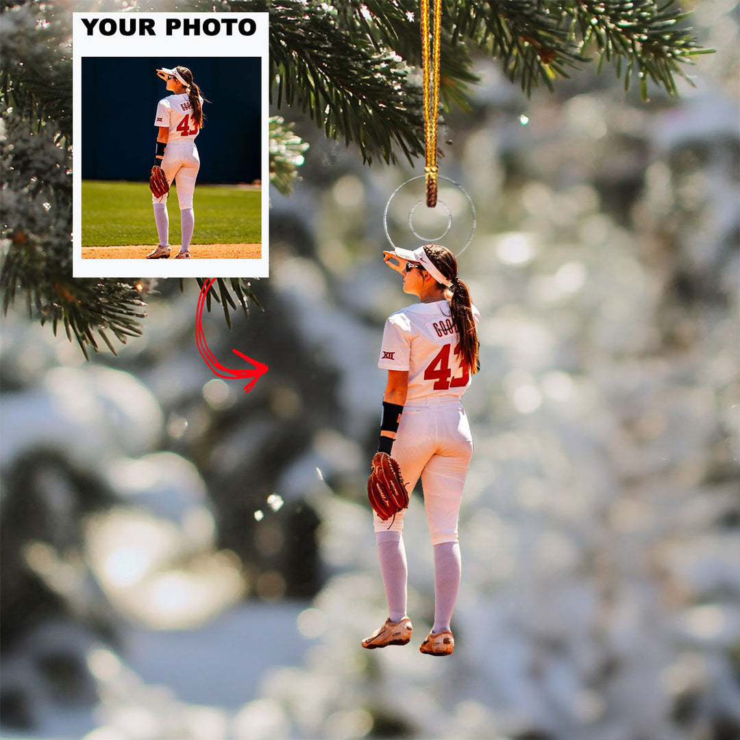 Sunny Sparkles - Personalized Photo Mica Ornament - Christmas Gift For Baseball Players, Baseball Lovers