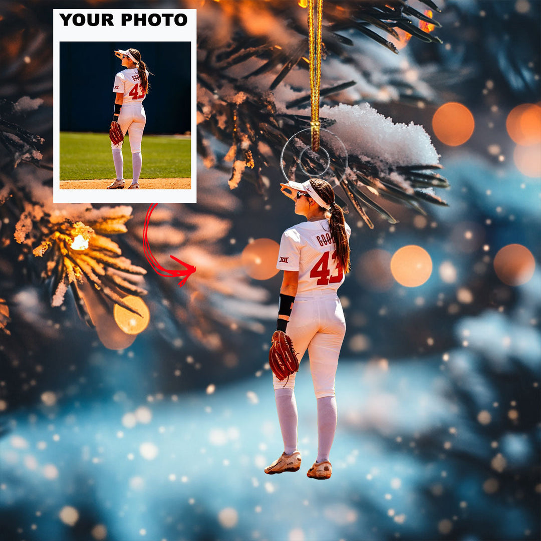 Sunny Sparkles - Personalized Photo Mica Ornament - Christmas Gift For Baseball Players, Baseball Lovers