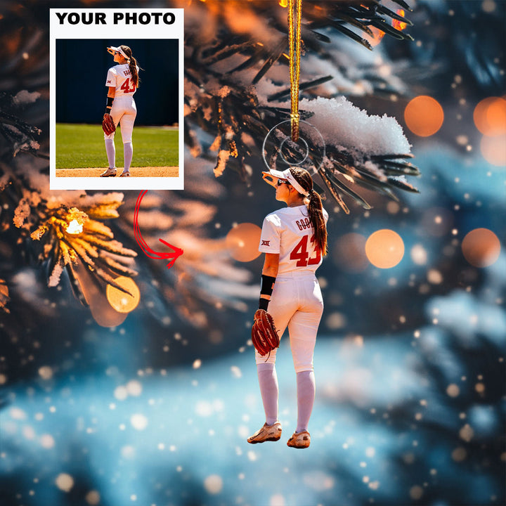 Sunny Sparkles - Personalized Photo Mica Ornament - Christmas Gift For Baseball Players, Baseball Lovers