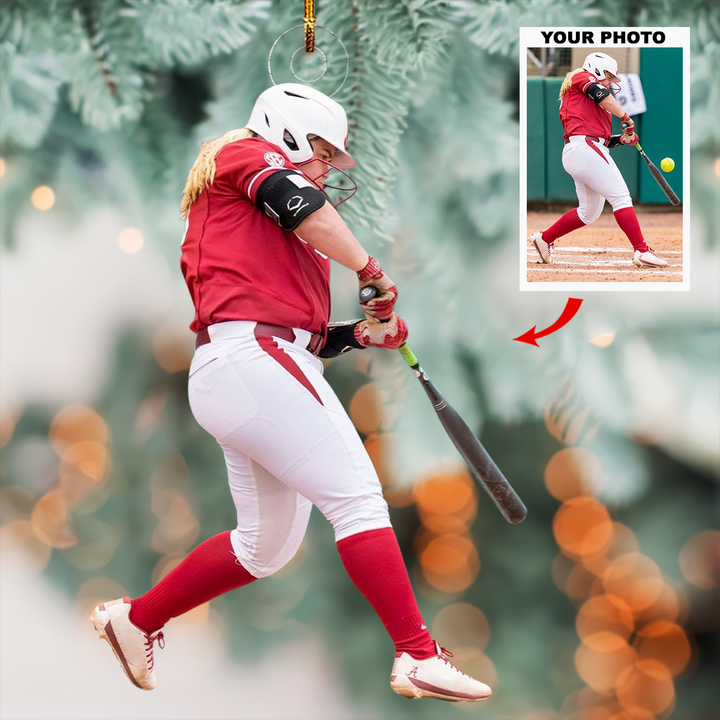 Swing Queen - Personalized Photo Mica Ornament - Christmas Gift For Baseball Players, Baseball Lovers