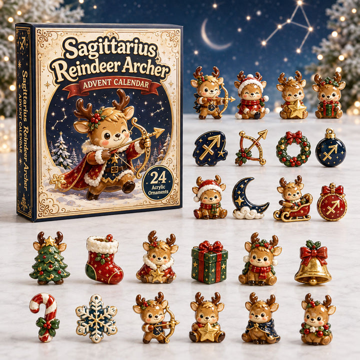 CHRISTMAS KICKOFF 40% OFF - Sagittarius Reindeer Archer Advent Calendar 2026 - 24-Day Festive Countdown, Acrylic Charms Blind Box - Gift For Astrology Lovers AC0HA202