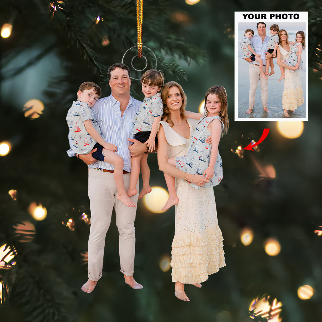 Sailing Through Love and Laughter - Personalized Photo Mica Ornament - Christmas Gift For Family Members