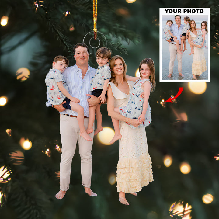 Sailing Through Love and Laughter - Personalized Photo Mica Ornament - Christmas Gift For Family Members