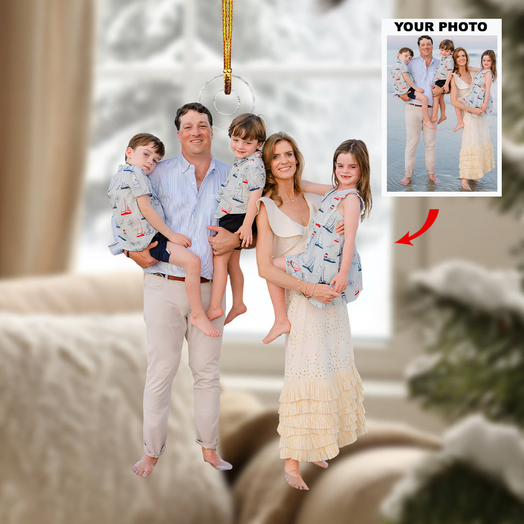 Sailing Through Love and Laughter - Personalized Photo Mica Ornament - Christmas Gift For Family Members
