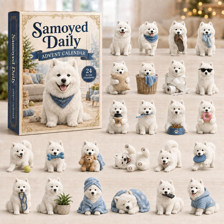 CHRISTMAS KICKOFF 40% OFF - Samoyed Daily Advent Calendar 2026 - 24-Day Festive Countdown, Acrylic Charms Blind Box - Gift For Samoyed Lovers AC0HA002