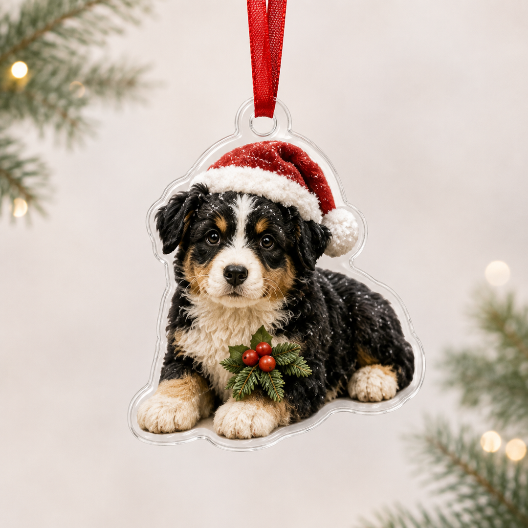 Santa Australian Shepherd Mica Ornament NCU0NT045