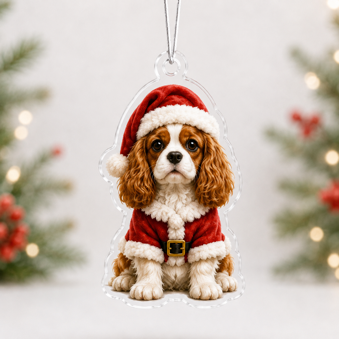 Santa Cavalier King Charles Spaniel Mica Ornament NCU0NT062
