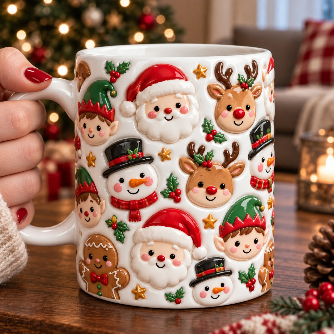 Santa Crew Christmas 3D Effect Printed Accent Mug NCU0HT238