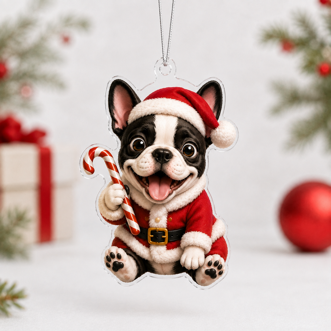 Santa French Bulldog Mica Ornament NCU0NT100