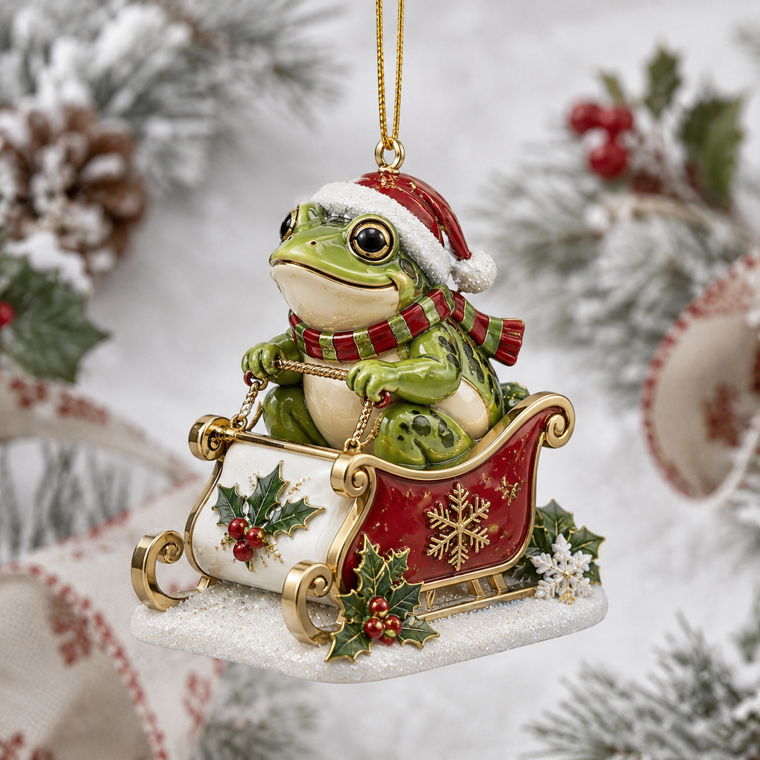 Santa Frog Christmas Mica Ornament NCU0TH023