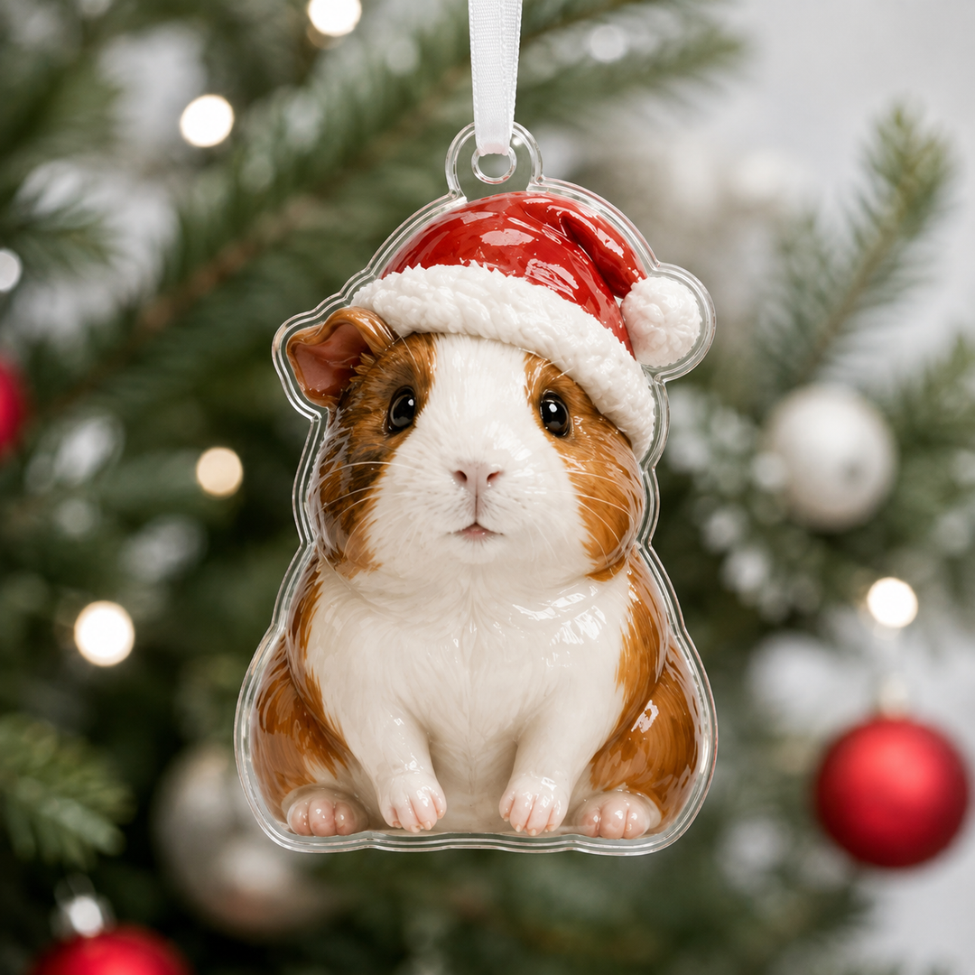 Santa Hat Guinea Pig Mica Ornament NCU0HA042