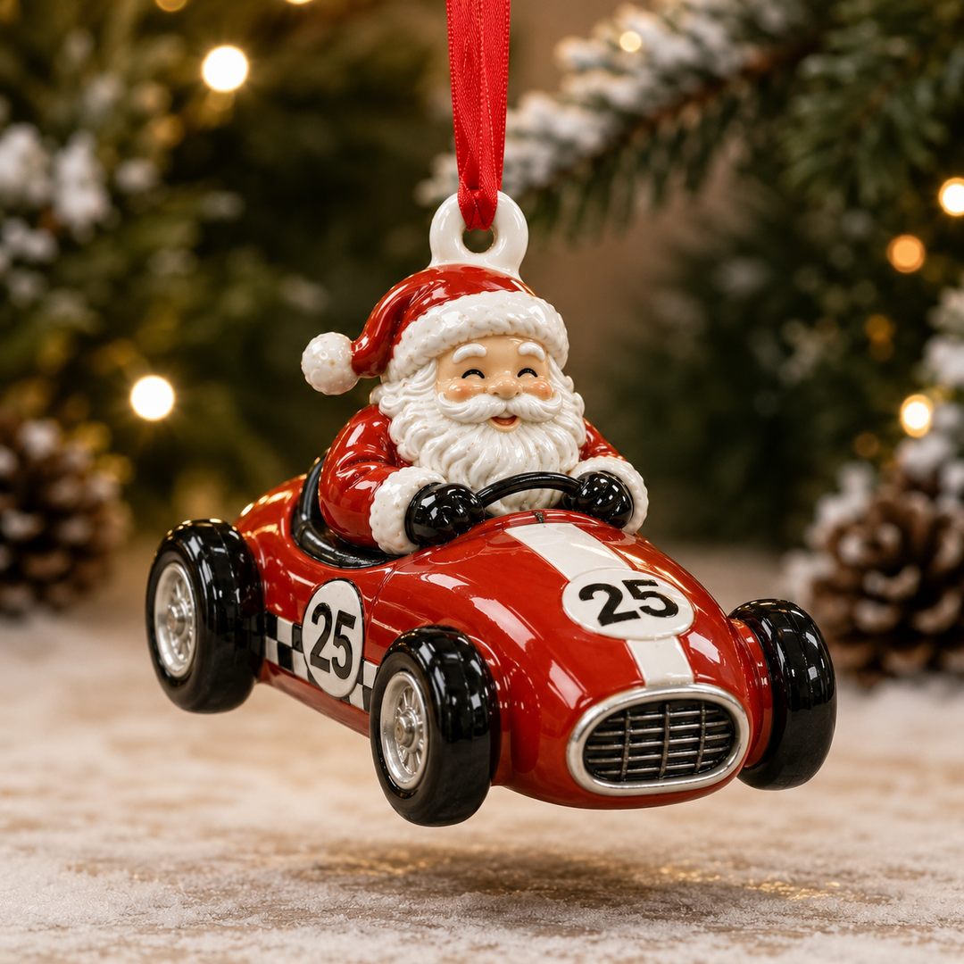 Santa Loves to Race Mica Ornament NCU0TM101