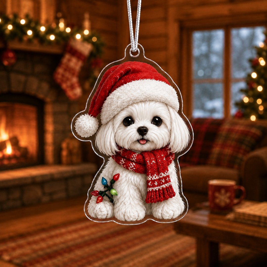 Santa Maltese Mica Ornament NCU0NT081