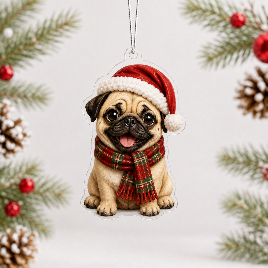 Santa Pug Mica Ornament NCU0NT093