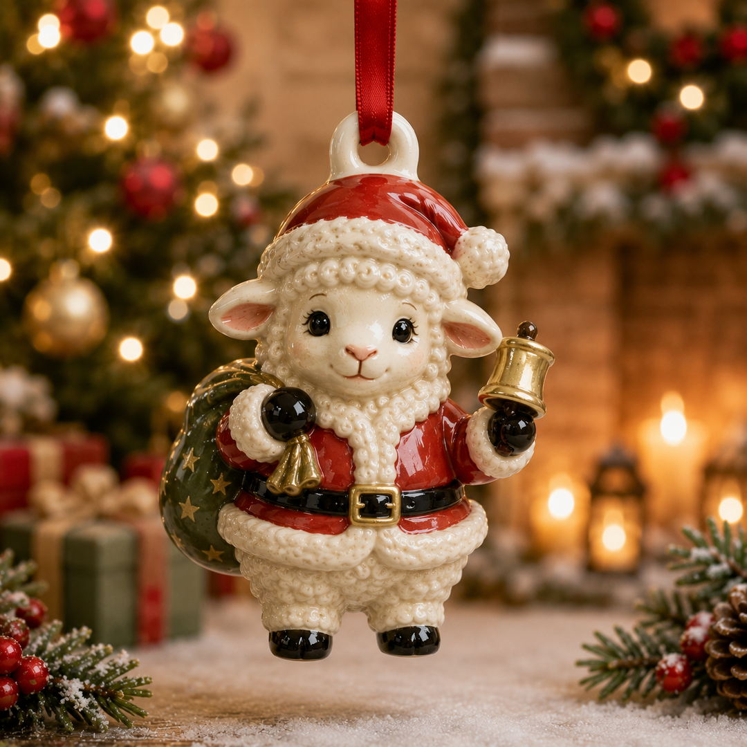 Santa Sheep Mica Ornament NCU0TM063