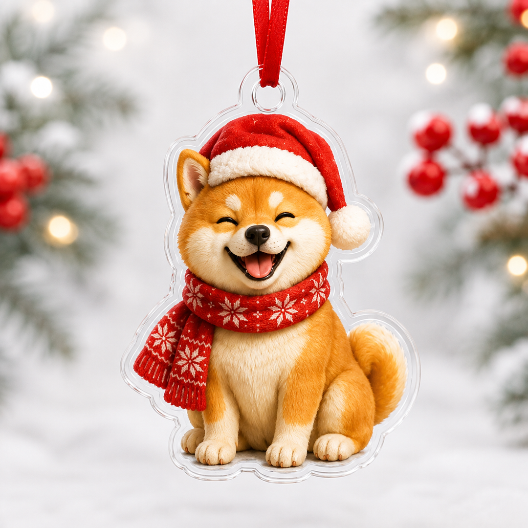 Santa Shiba Inu Mica Ornament NCU0NT051