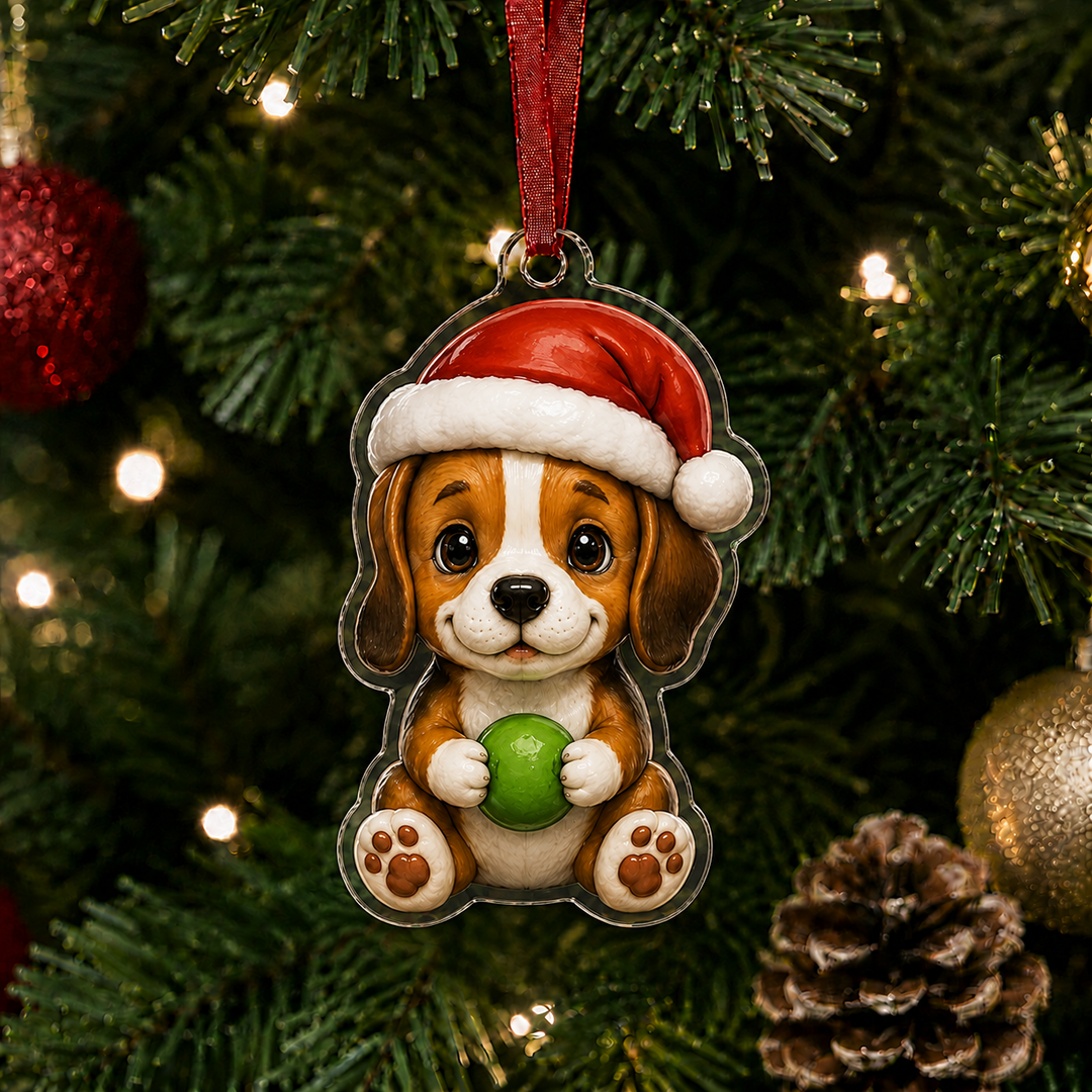 Santa Beagle Adorable Mica Ornament NCU0NT026
