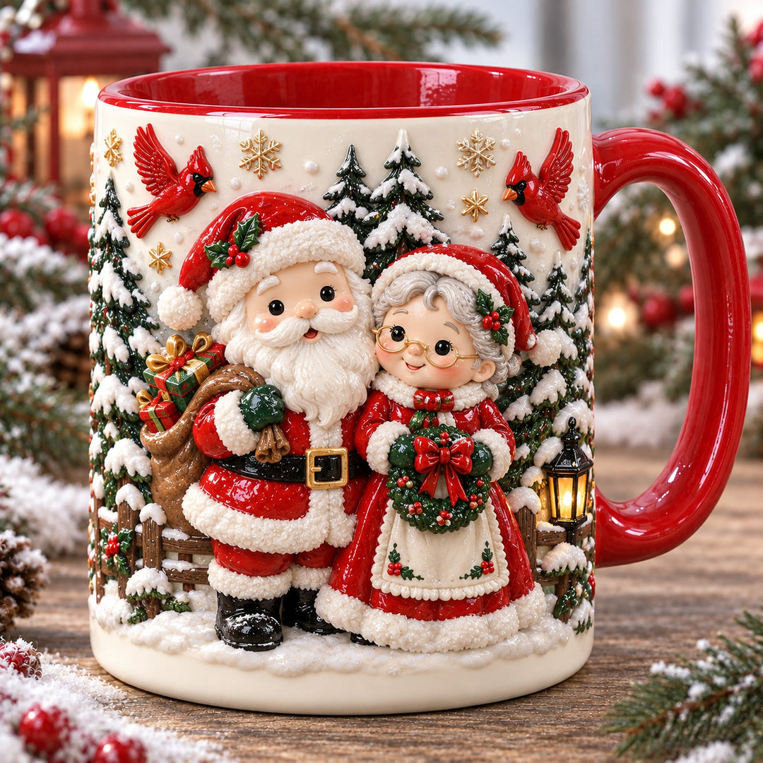 Santa Love Christmas 3D Effect Printed Accent Mug NCU0HT208