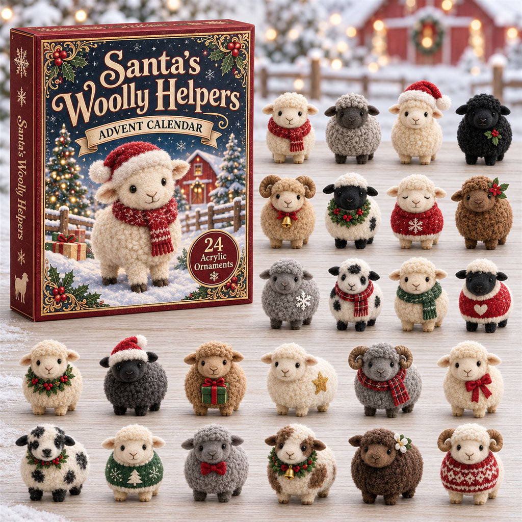 CHRISTMAS KICKOFF 40% OFF - Santas Woolly Helpers Advent Calendar 2026 - 24-Day Festive Countdown, Acrylic Charms Blind Box - Gift For Grandchildren, Kid AC0HA310