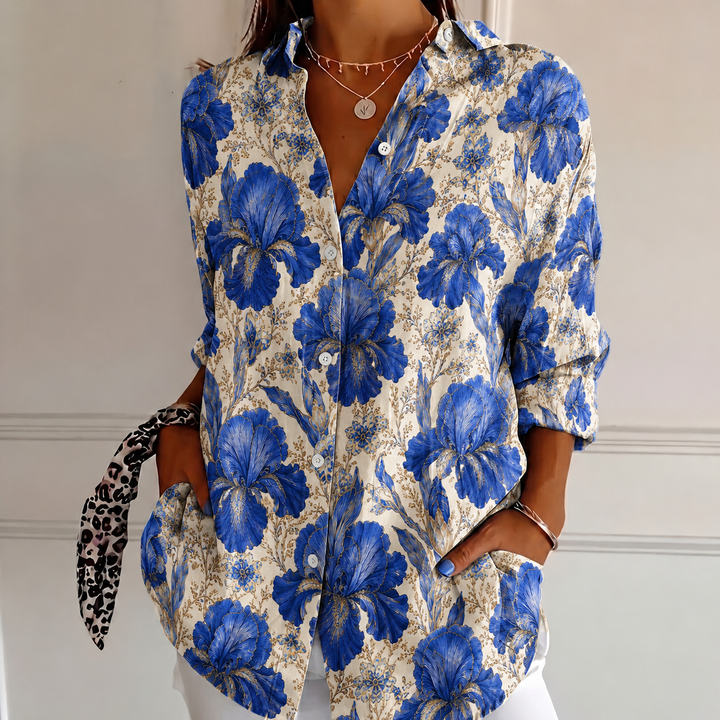 Sapphire Iris Women's Plus Size Casual Shirt Long Sleeve NCU0PT173