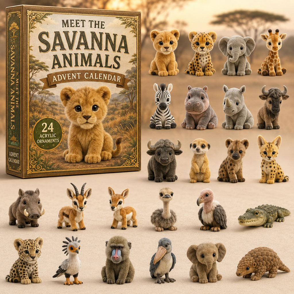 CHRISMAST KICKOFF 40% OFF - Savanna Animals Life Advent Calendar 2026 - 24-Day Festive Countdown, Acrylic Charms Blind Box - Gift For Animal Lovers AC0TM192